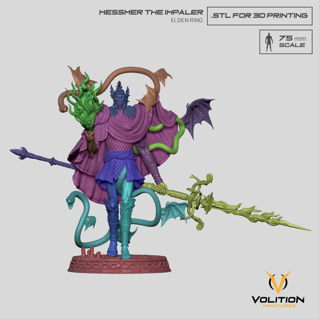 Messmer the Impaler – Phase 1 Figure | Hand-Painted or Unpainted Resin Statue | Elden Ring Collectible | 16K Print | VolitionMiniatures