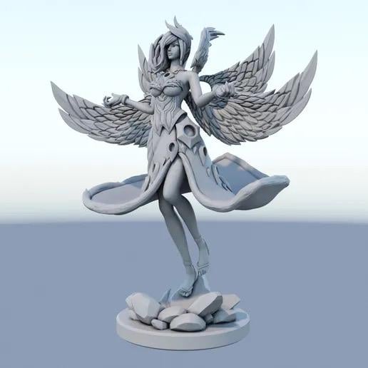 Hand Painted Morgana Resin Figure - UV Glowing League of Legends 3D Print