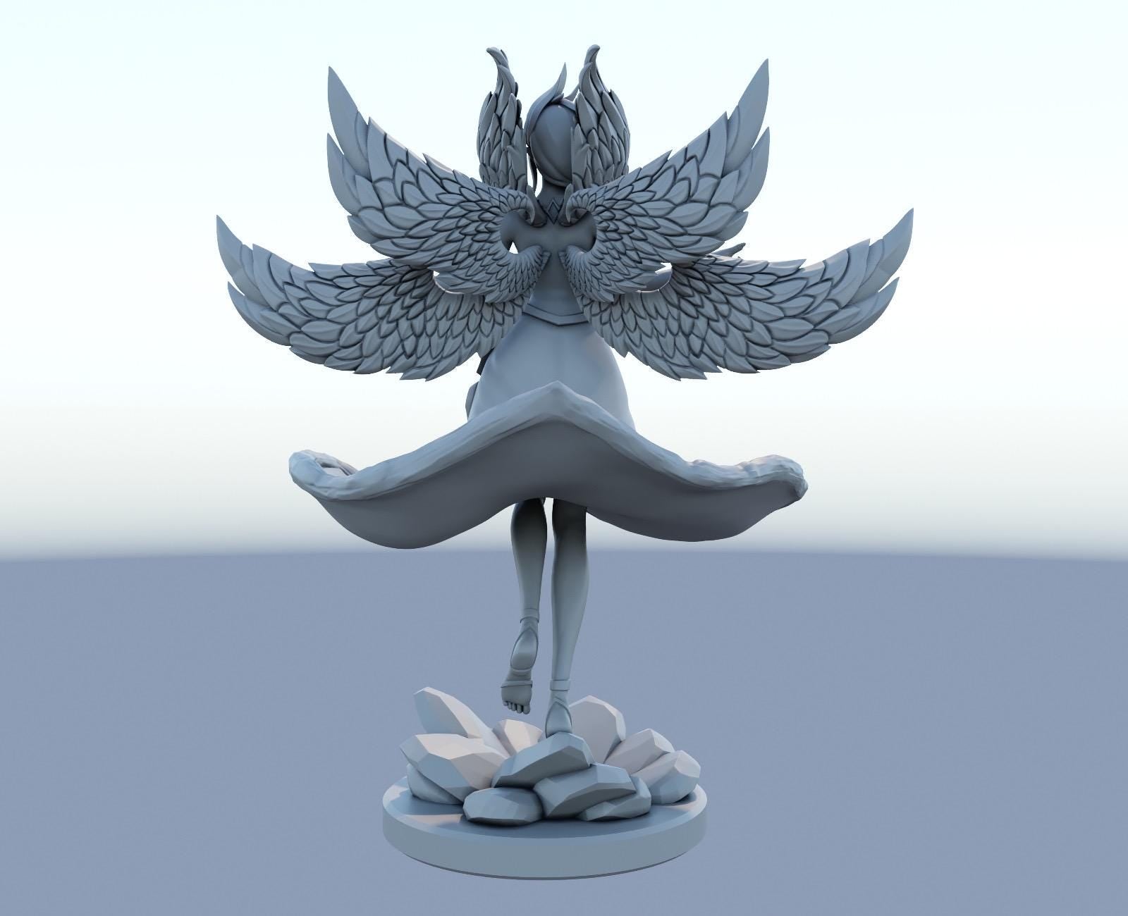 Hand Painted Morgana Resin Figure - UV Glowing League of Legends 3D Print