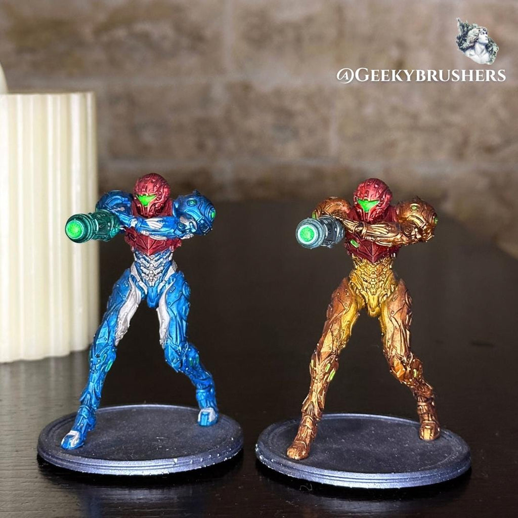 Samus Aran Resin Figure • Metroid Prime Suit, Dread Suit - Gamer Fanart