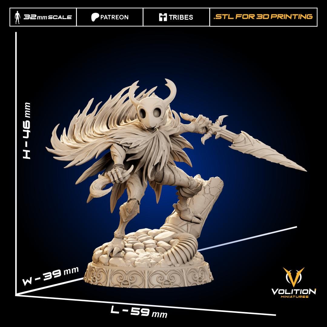 Hollow Knight Miniature | 32mm Resin Figurine, Diorama Base