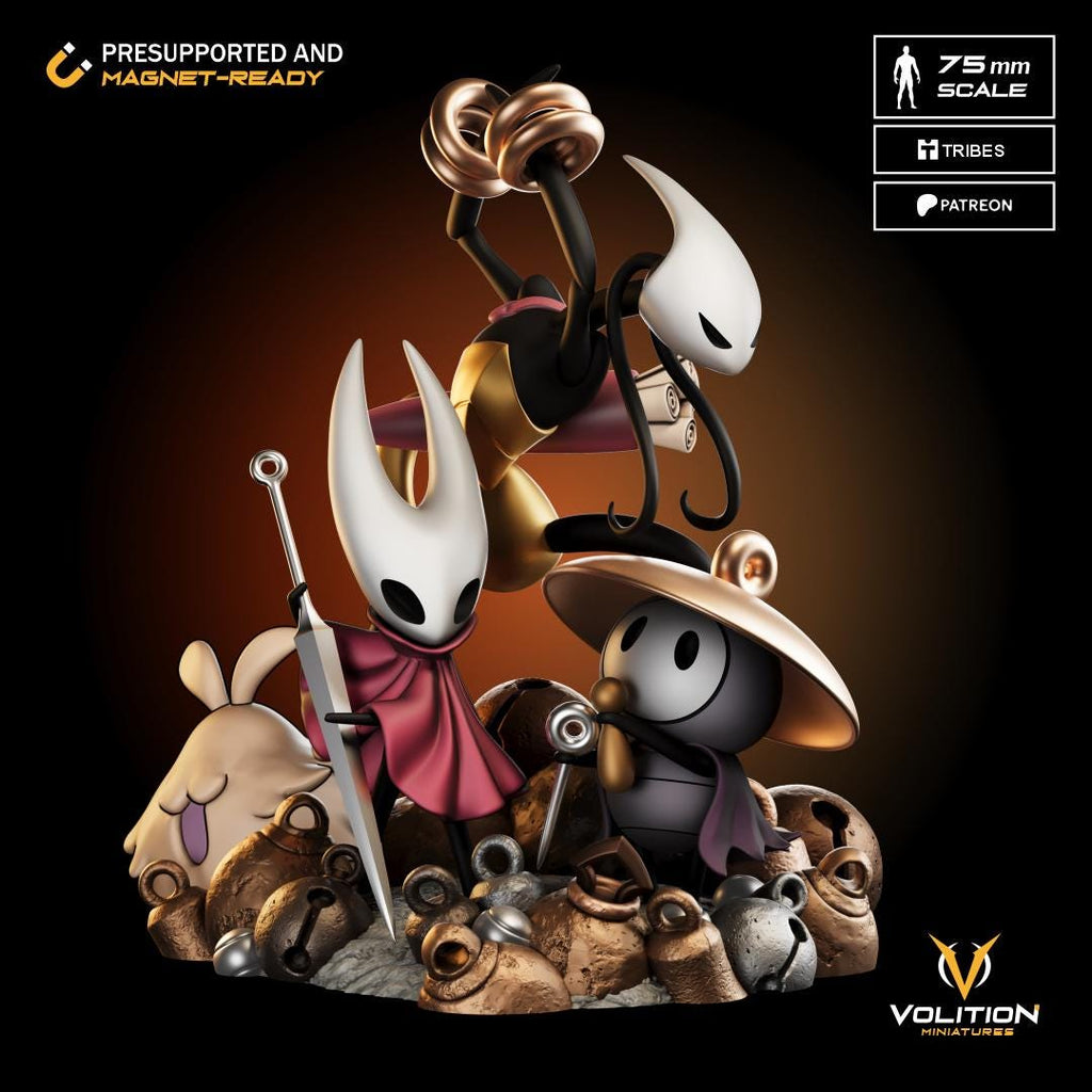 Hornet, Shakra, Sherma and Flea as a Silkband Hollow Knight Silksong | Resin Figure | VolitionMiniatures Diorama