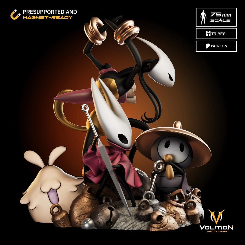 Hornet, Shakra, Sherma and Flea as a Silkband Hollow Knight Silksong | Resin Figure | VolitionMiniatures Diorama