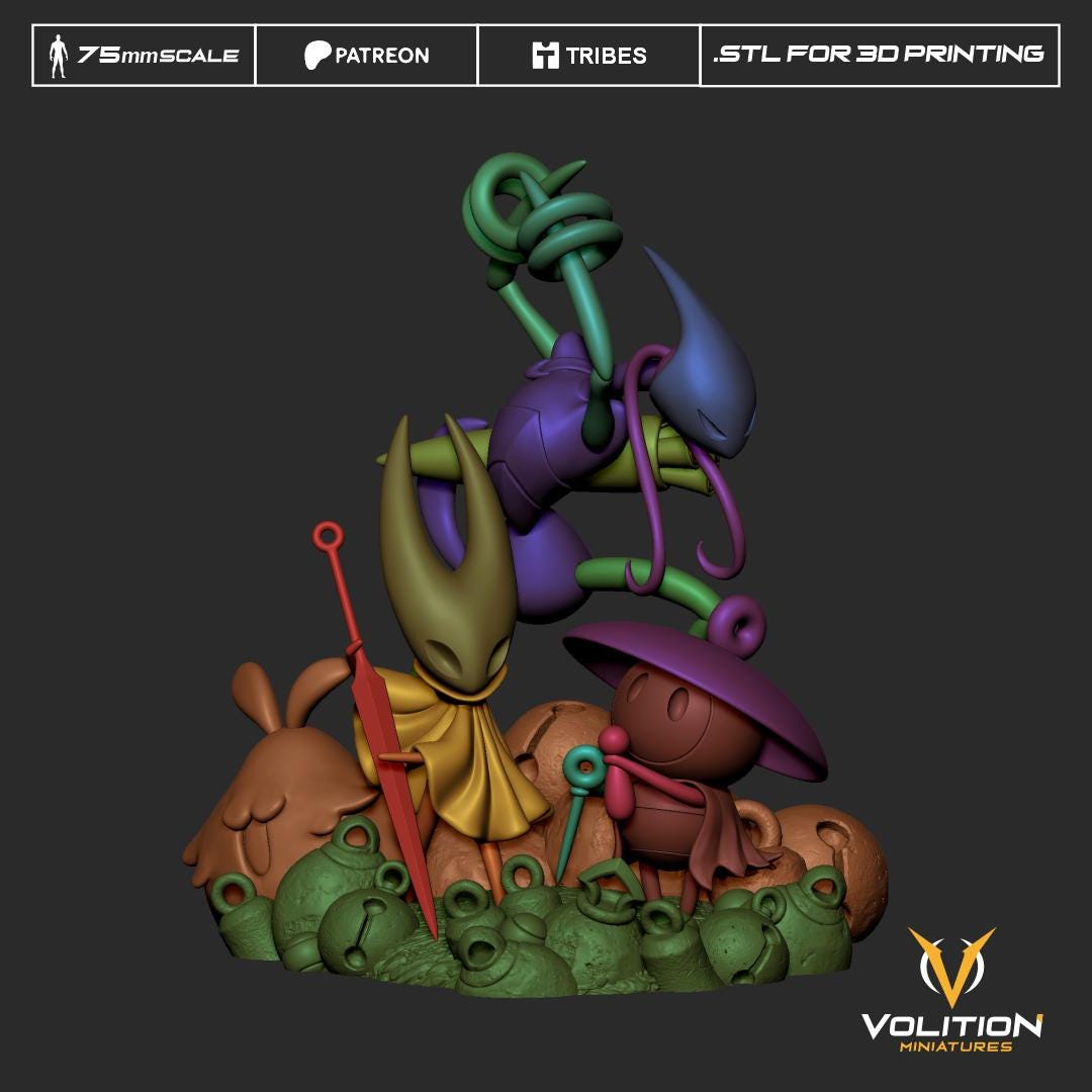 Hornet, Shakra, Sherma and Flea as a Silkband Hollow Knight Silksong | Resin Figure | VolitionMiniatures Diorama