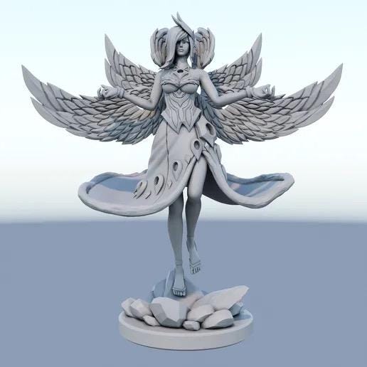 Hand Painted Morgana Resin Figure - UV Glowing League of Legends 3D Print