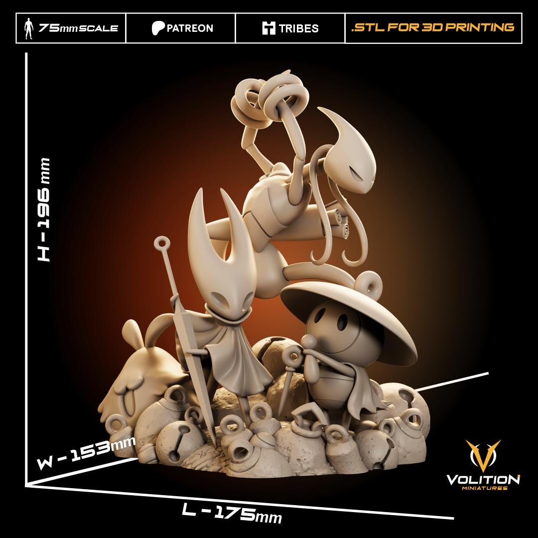 Hornet, Shakra, Sherma and Flea as a Silkband Hollow Knight Silksong | Resin Figure | VolitionMiniatures Diorama
