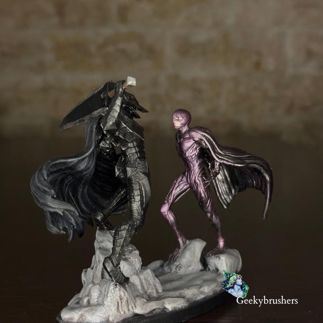 Guts vs Femto Mini Figure – 3" Handmade Resin Statue | Painted or Unpainted Berserk Collectible | Final battle