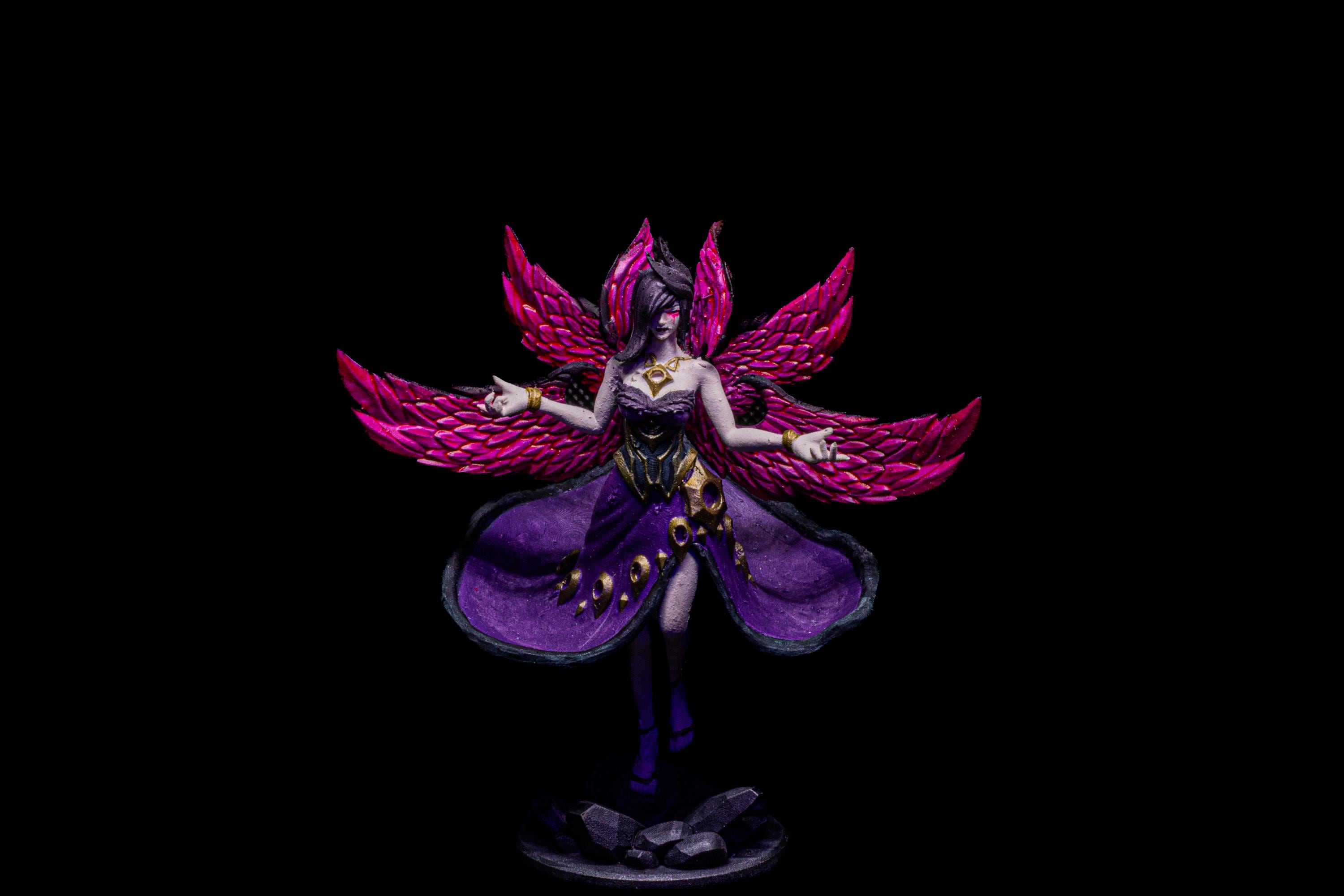 Hand Painted Morgana Resin Figure - UV Glowing League of Legends 3D Print