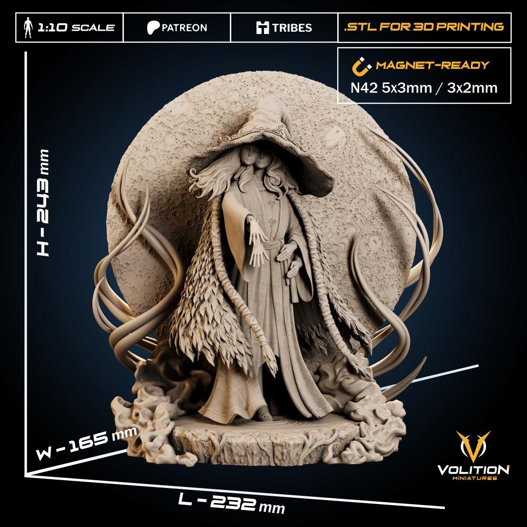 Ranni the Moon witch, Hand-Painted Resin Statue, Fan art Elden Ring Collectible