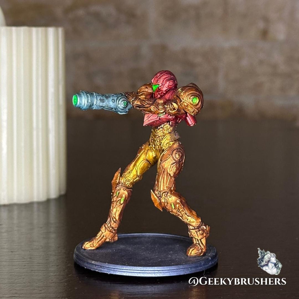 Samus Aran Resin Figure • Metroid Prime Suit, Dread Suit - Gamer Fanart
