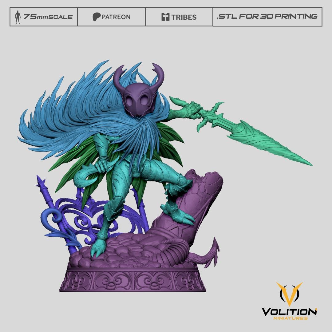 Knight from Hollow Knight | Hollow Knight Resin 75mm Figure|Highly Detailed| VolitionMiniatures Model | Painted & Unpainted |Diorama
