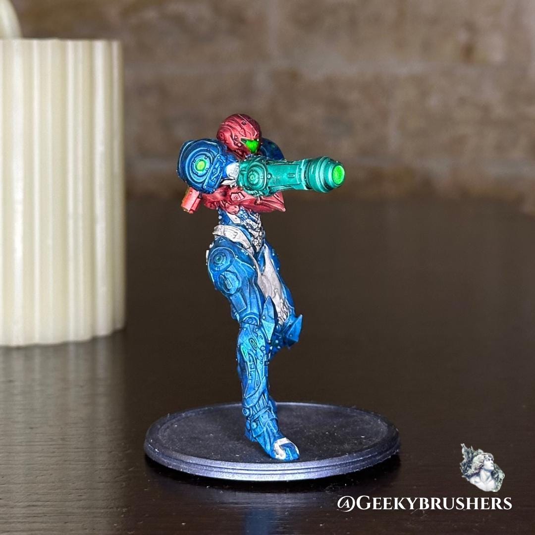 Samus Aran Resin Figure • Metroid Prime Suit, Dread Suit - Gamer Fanart
