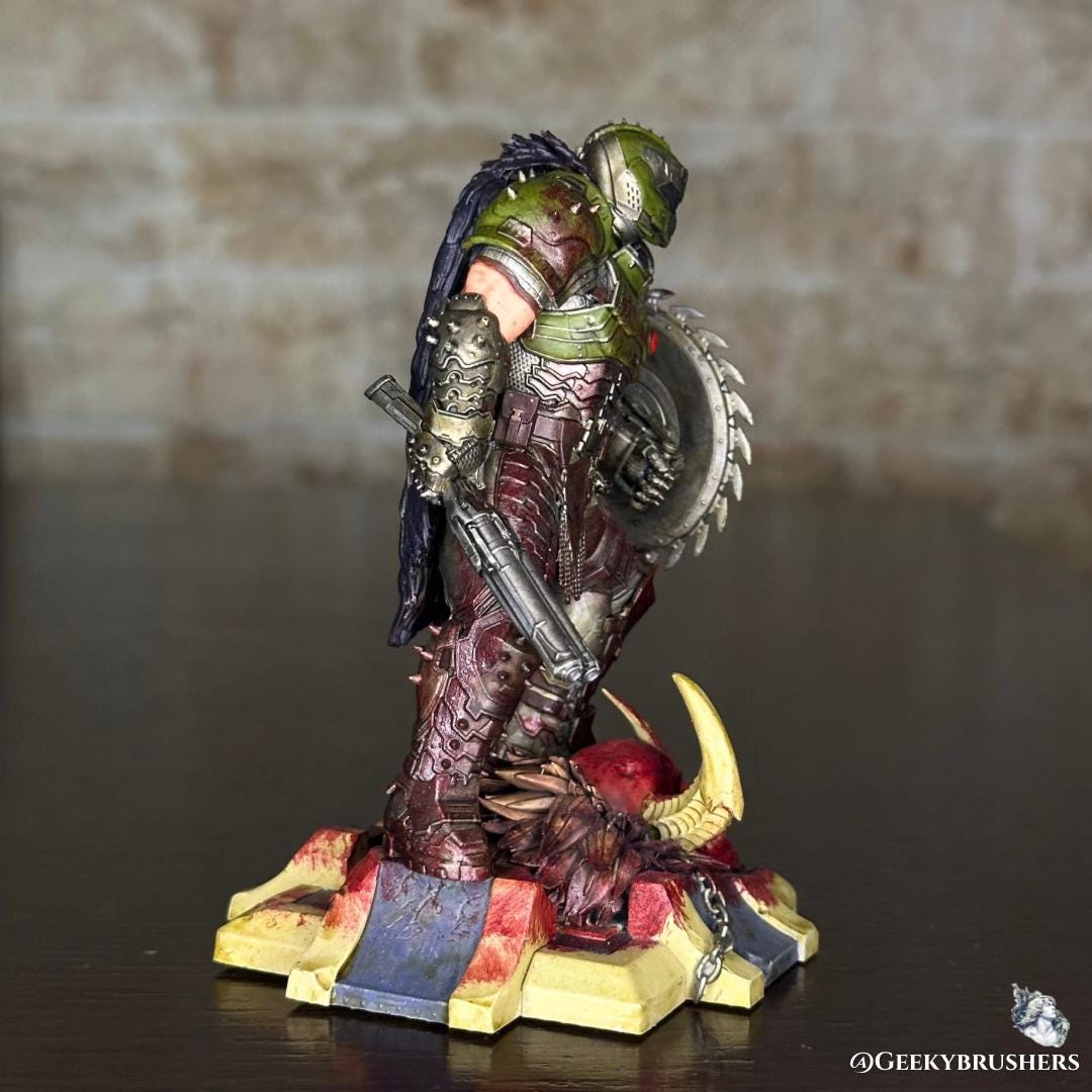 Doom Dark Ages Slayer Figure | Hand-Painted Horror Game Statue | 120mm Resin Collectible | Detailed Diorama Base