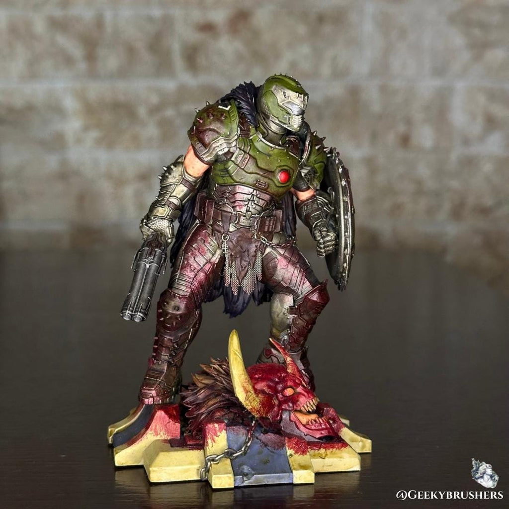 Doom Dark Ages Slayer Figure | Hand-Painted Horror Game Statue | 120mm Resin Collectible | Detailed Diorama Base