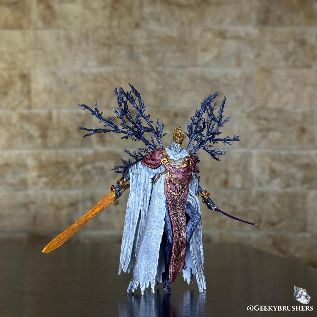 Pontiff Sulyvahn Phase 2 Figure | Dark Souls 3 Inspired Statue | 130mm Resin Collectible | Wings & Dual Sword Version | Hand Painted Fan Art