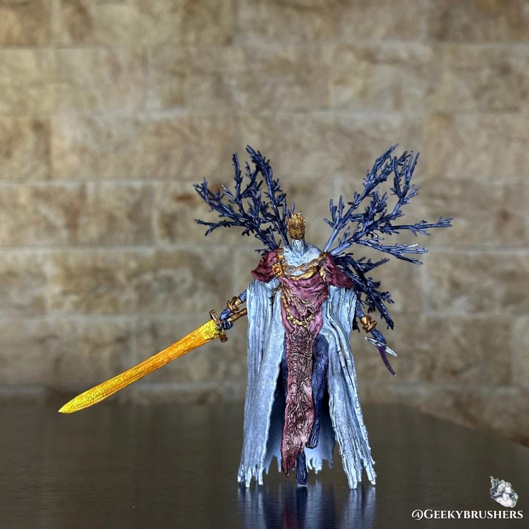 Pontiff Sulyvahn Phase 2 Figure | Dark Souls 3 Inspired Statue | 130mm Resin Collectible | Wings & Dual Sword Version | Hand Painted Fan Art