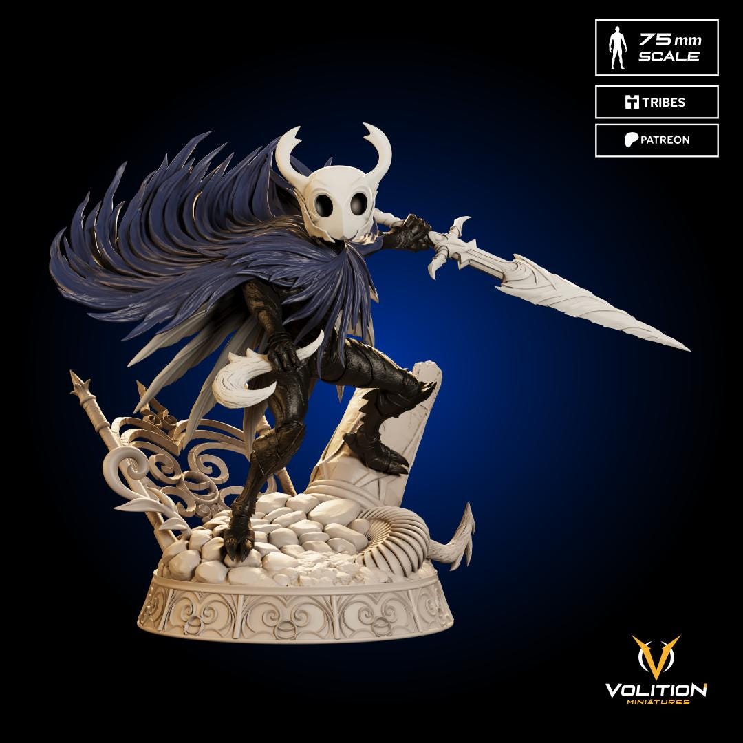Knight from Hollow Knight | Hollow Knight Resin 75mm Figure|Highly Detailed| VolitionMiniatures Model | Painted & Unpainted |Diorama