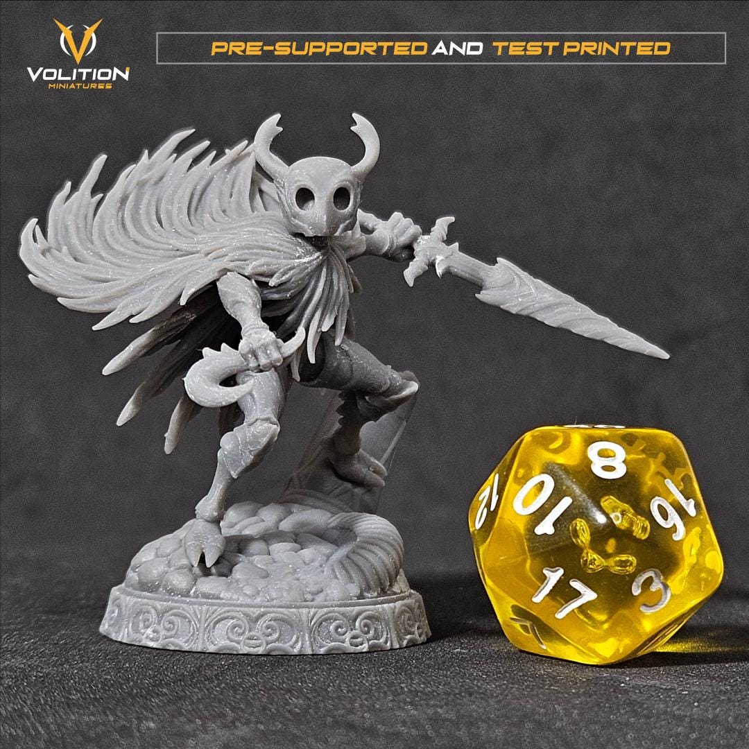 Knight Miniature from Hollow Knight| Hollow Knight Resin 32mm Figurine |Highly Detailed| VolitionMiniatures Model | Painted & Unpainted |