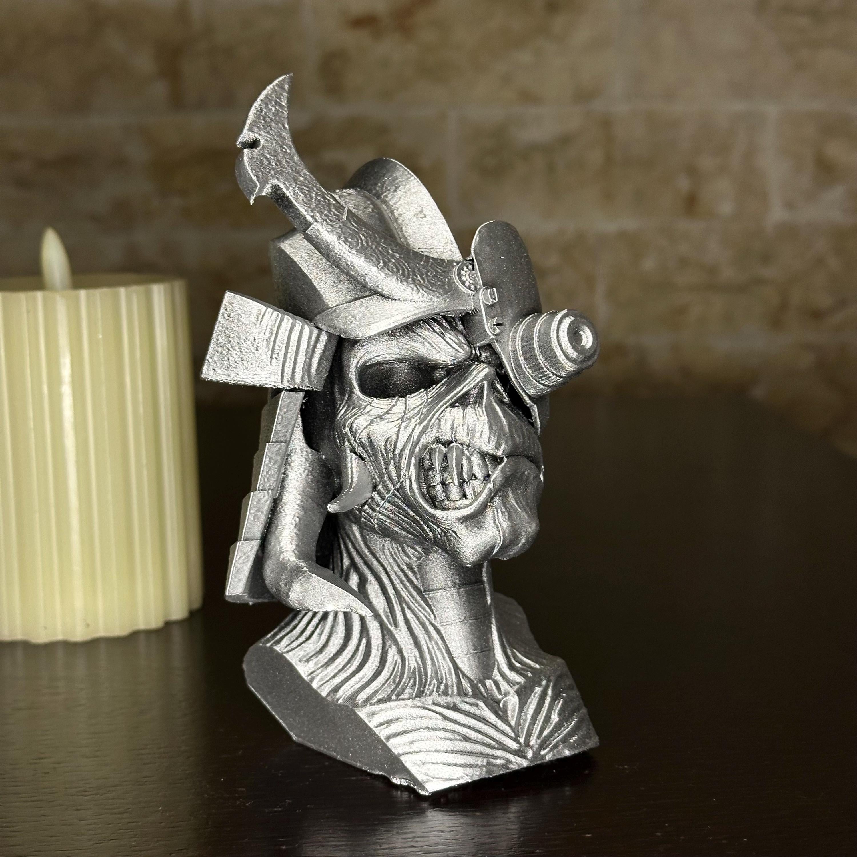 Future Past Eddie Iron Maiden Bust | Hand-Painted Heavy Metal Collectible Statue Bust | 3D Printed Model for Rock Fans| FANART|