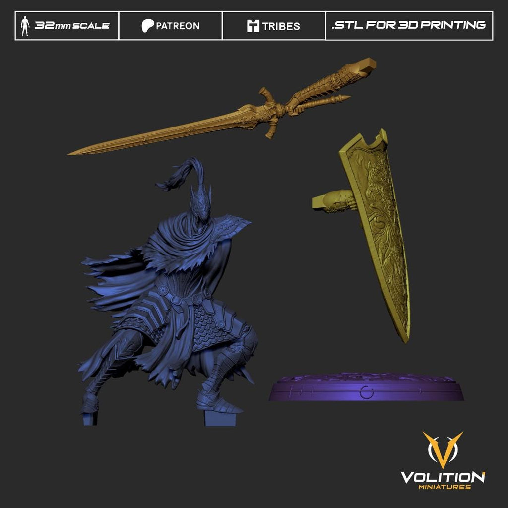 Artorias of the Abyss Miniature & Figure | Dark Souls |Hand-Painted or Unpainted Resin Statue Fan art| 16K Print | VolitionMiniatures